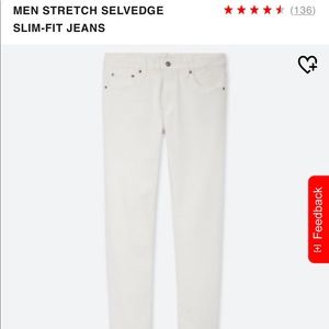 Men’s Uniqlo white denim jeans size 30x32
